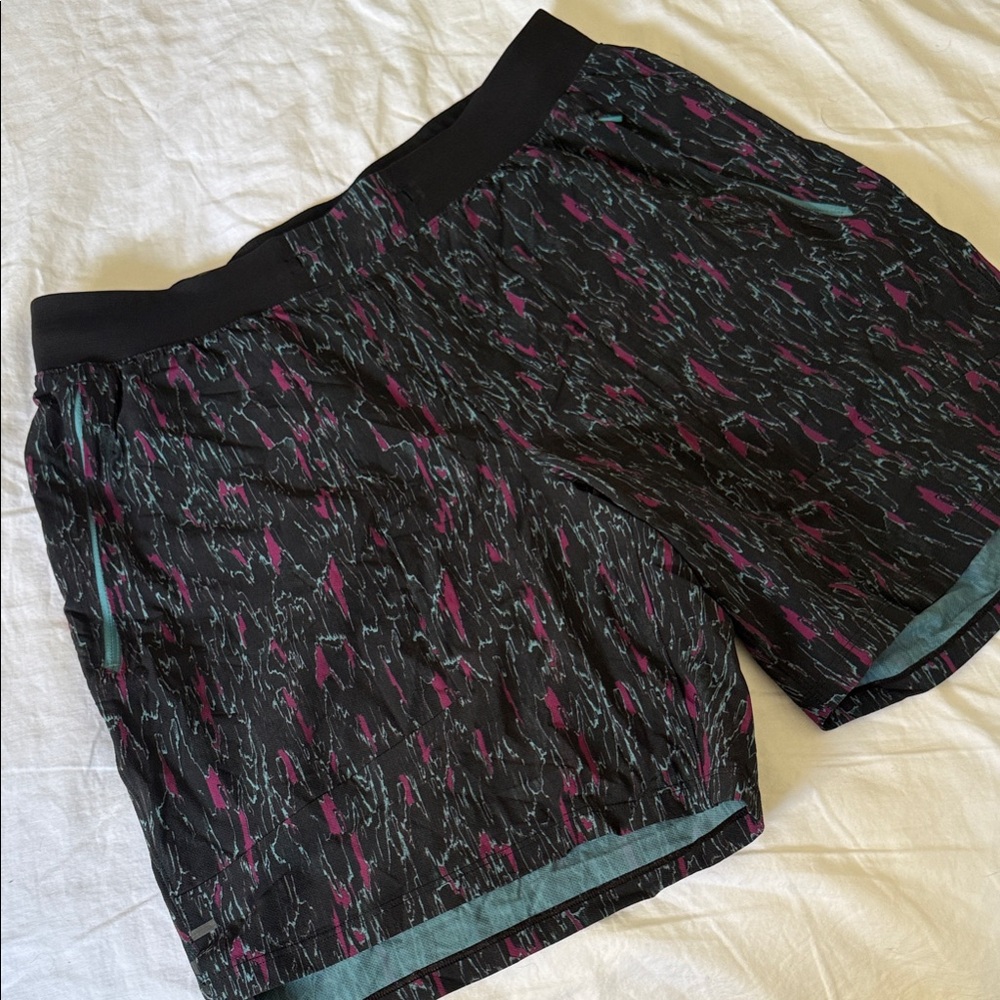 Lululemon Athletica Black and Purple Athletic Shorts